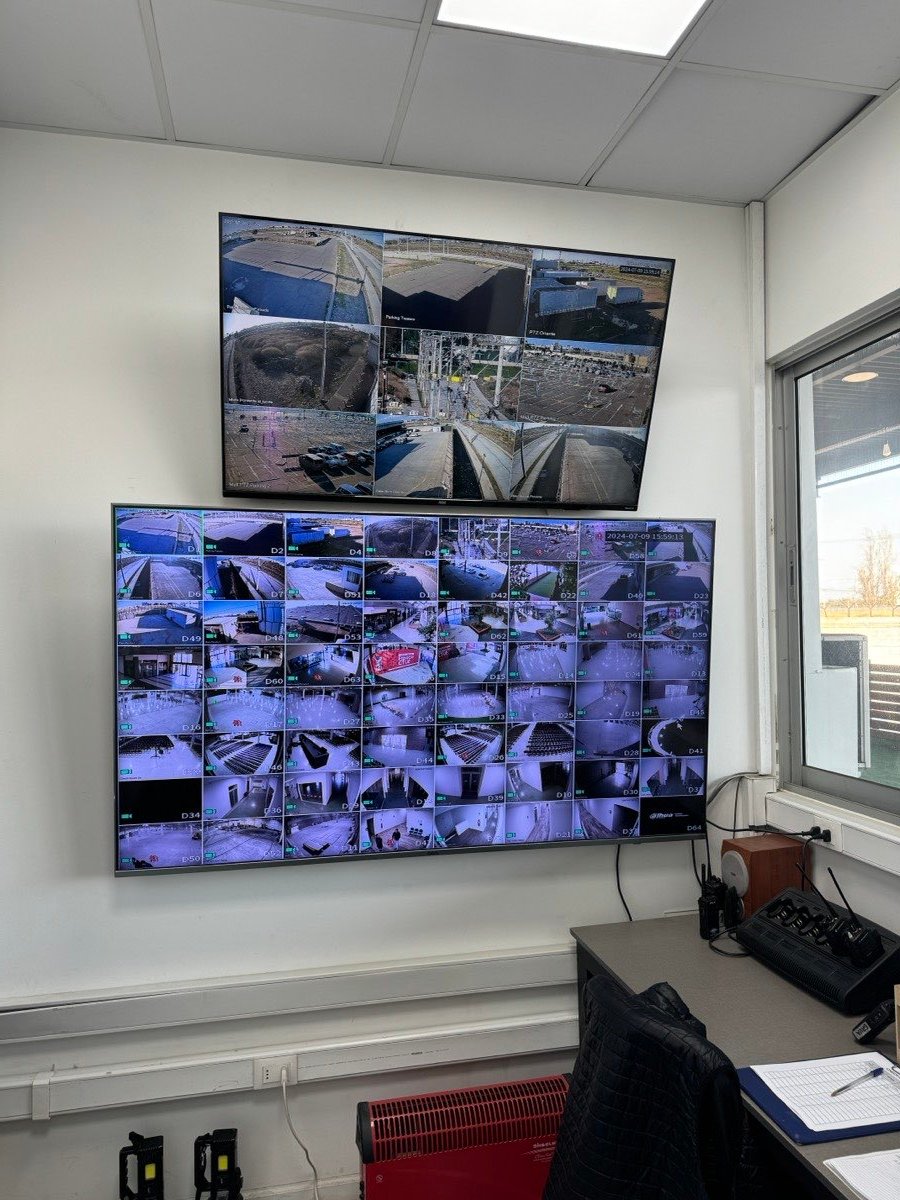 Sala de monitoreo con videowall mostrando el mosaico de cámaras en vivo
